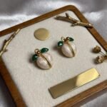 Pearl Peach Charm Earrings