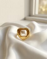 Regal Pearl Signet Heart Ring