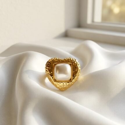 Regal Pearl Signet Heart Ring