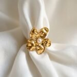 Golden floral Pearl Statement Ring