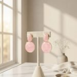 Ivory Aura Statement Drop Earrings (Pink)