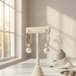 Celeste Pearl Hoop Drop Earrings