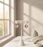 Blush Heart Crystal Drop Earrings