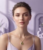 Olive Aura Gemstone Pendant Necklace - Image 2
