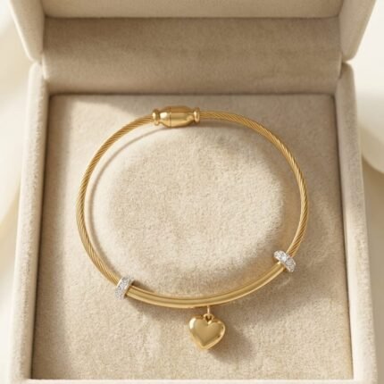 Golden Heart Charm Bracelet