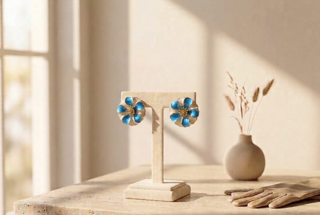 Fleur Midnight Bloom Earrings (Blue) - Image 1