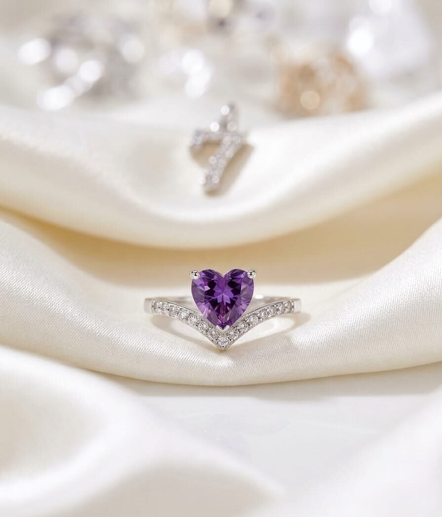 The Royal Violet Heart Ring - Image 1