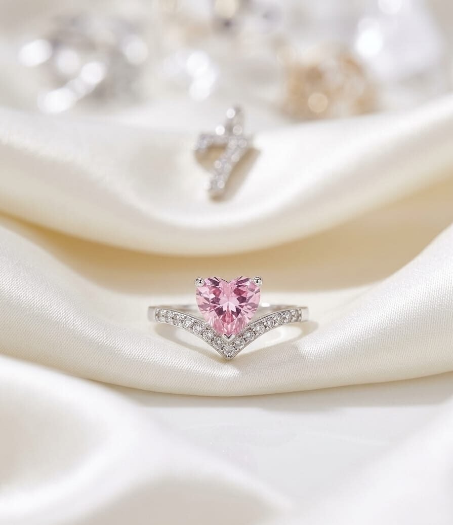 The Royal Pink Heart Ring - Image 1